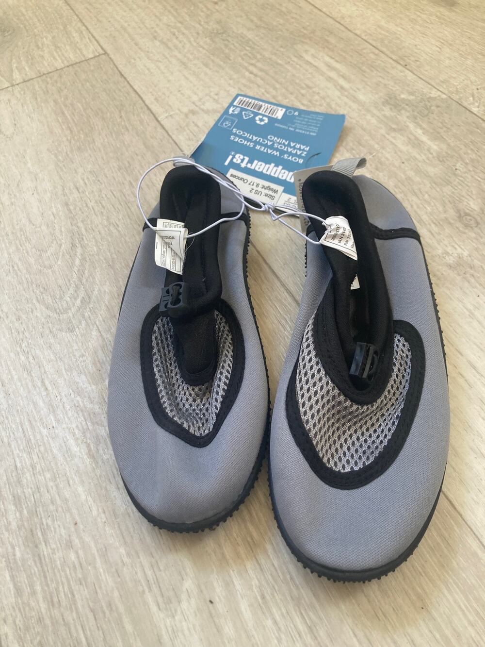 NWT Grey & Black Boys Water Shoes, Size 2